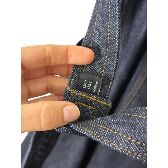 Self-Portrait Indigo Denim Bandeau Midi Dress Belted Dark Wash US 4 - Picture 8 of 11